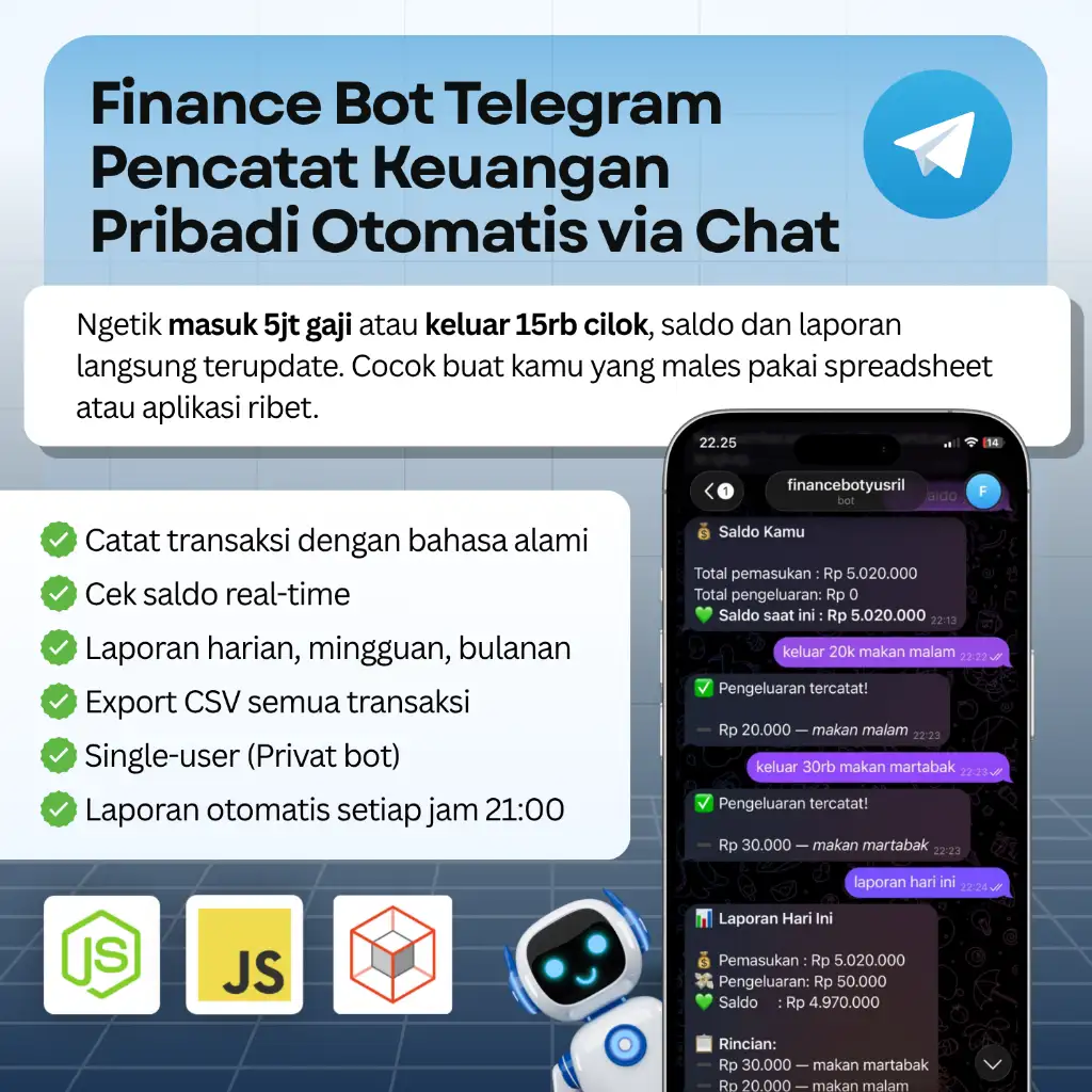 Finance Bot Telegram — Pencatat Keuangan Pribadi Otomatis via Chat